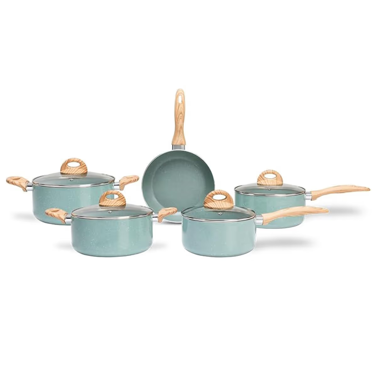 Jogo de Panelas 5 Peças Brinox Ceramic Life Botanika Verde Verde