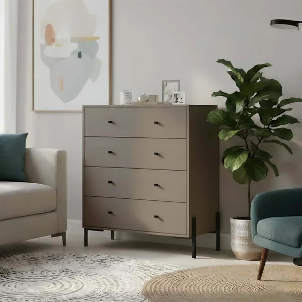 Cômoda 4 Gavetas com 1 Porta Multiuso