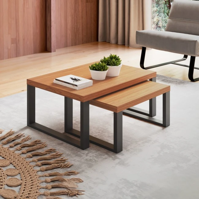 Mesa de Centro Retangular com Prateleira