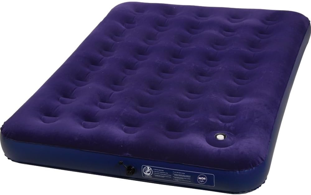 Colchão Inflável Casal Multiuso MOR com Fole – PVC Aveludado Azul | Prático, Confortável e Fácil de Transportar